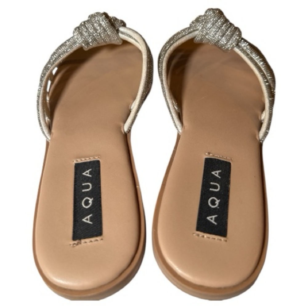 Aqua Silver Crystal Knot Slide Sandals - Picture 3 of 5